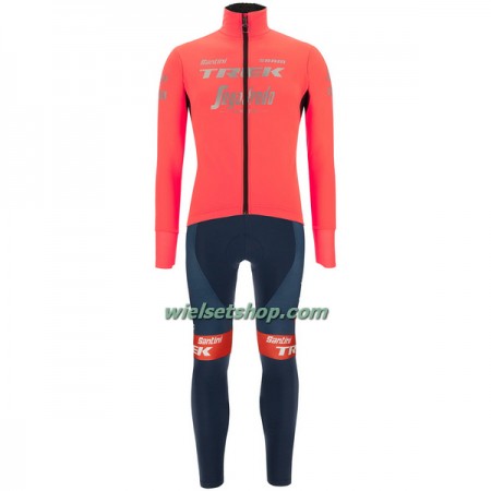 Fietskleding (Fietsshirt Lange Mouw + Lange Koersbroek) 2022 Trek-Segafredo - Roze